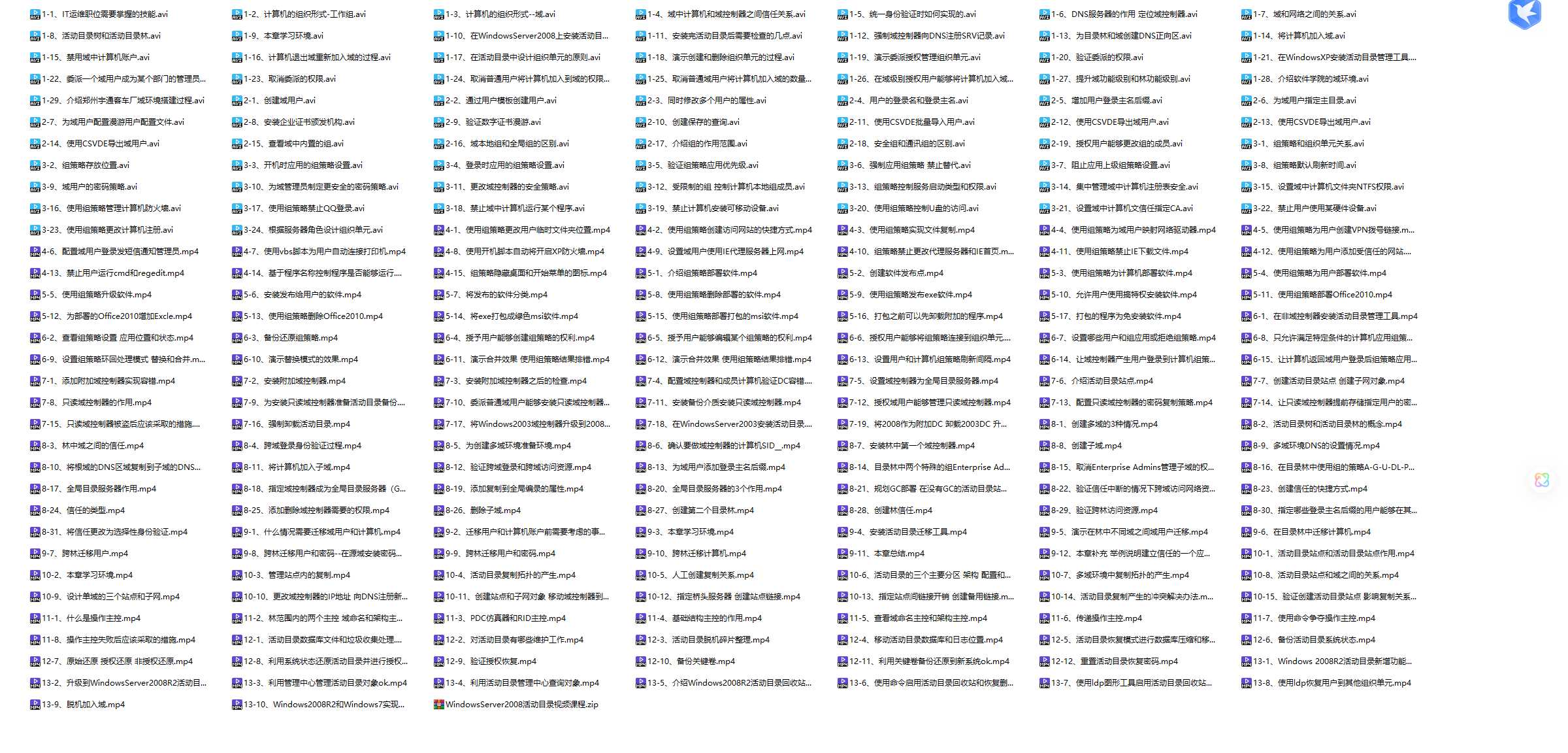 Windows Server 2008 活动目录视频课程（226节）.png
